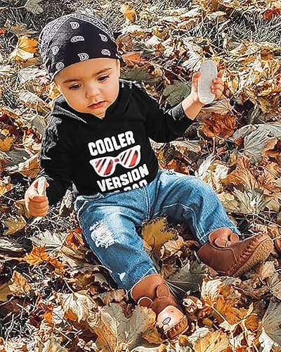 YALLET Toddler Baby Boy Clothes, Long Sleeve Letter Hoodies Top+Ripped Denim Pants 2pcs Fall Winter Outfit Sets - Glasses - 2-3T thumbnail 2