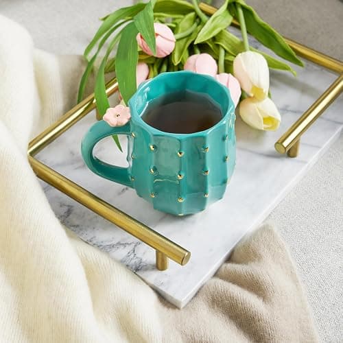 Pinky Up Cactus Ceramic Coffee Mugs, Tea Cups, Travel Mug, Latte Cup, Drinking Glasses for Chocolate, Milk, Cocktails, Mocktails, 10 oz, Set of 1 thumbnail 2