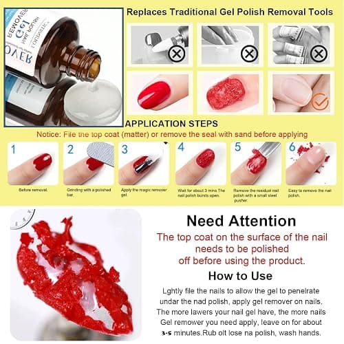 LOUINSTIC Gel Polish Remover: Professional Gel Nail Polish Remover for Nails, 3-5 Minutes Easy Quick Gel Nail Remover thumbnail 6