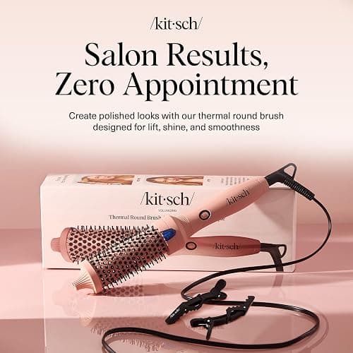Kitsch Thermal Round Brush – Heated Round Brush For Blowout Look – 1.5”/38 mm Ceramic Barrel, Blow Out Brushes Tool For Volume & Shine for All Hair Types, Frizz-Reducing Ceramic Tourmaline, Terracotta thumbnail 2