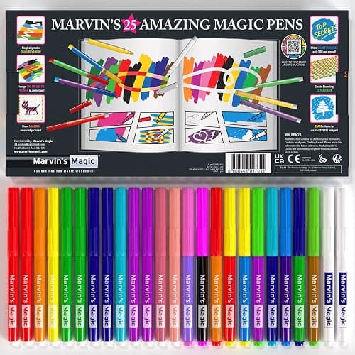 Marvin's Magic - Original x 25 Amazing Marker Pens - Color Changing Magic Pen Art - Create 3D Lettering or Write Secret Messages - Includes 25 Colour Changing Pens thumbnail 3