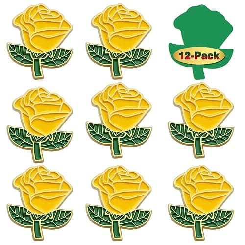 12/50/100Pcs Yellow Rose Pins Bulk 1.2“ -Valentine's Day Flower Enamel Lapel Pin Brooch Badge Gifts For Men Women Clothes Bags Hats - Image 1