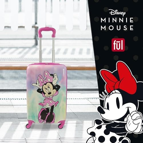 FUL Disney Minnie Mouse 21 Inch Kids Carry On Luggage, Hardshell Rolling Suitcase with Spinner Wheels, Pink thumbnail 2
