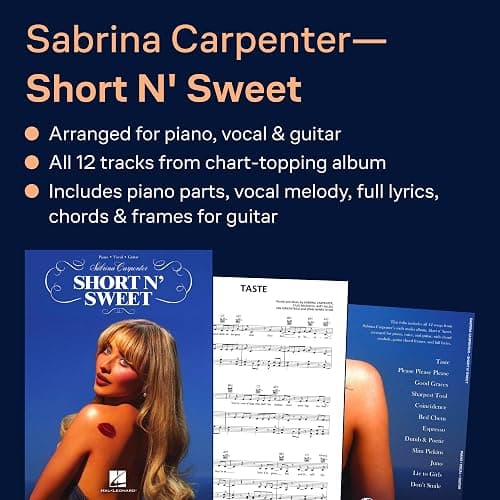 Sabrina Carpenter - Short N' Sweet | Piano/Vocal/Guitar Songbook for Pop Fans and Musicians | Official Sheet Music Collection with 12 Songs from Chart-Topping Album | Contemporary Pop Music Book thumbnail 3