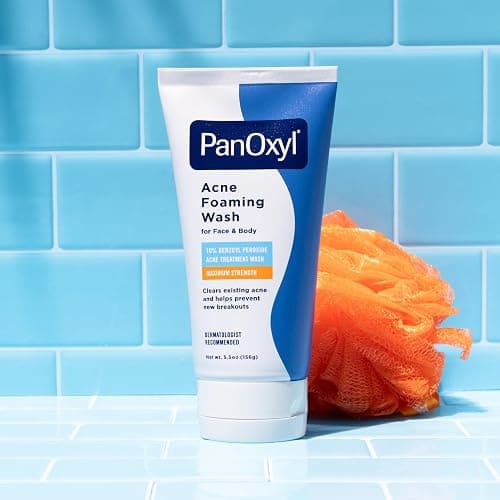 PanOxyl 10% Benzoyl Peroxide Acne Foaming Wash, Maximum Strength, Daily Acne-Fighting Face and Body Cleanser, Face Wash to Clear, Treat and Prevent Acne Pimples and Stubborn Breakouts, 5.5 Oz Tube thumbnail 6