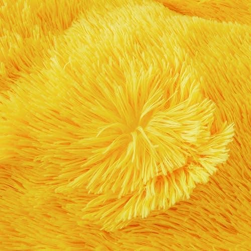 FOPPA Fluffy Yellow comforters Cover Twin Size - Ultra Soft Plush Bedding Sets 2 Pieces (1 Faux Fur Comforter Cover + 1 Fuzzy Pillow case) Girls Shaggy Bed Set (Yellow,Twin) thumbnail 9