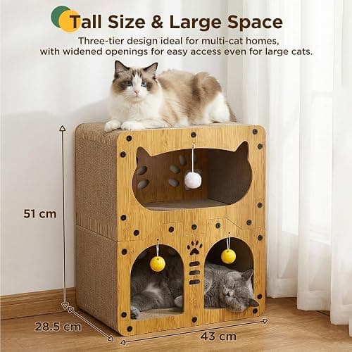 Gimars Cat Scratcher, Double Layer Cat Scratching Board Cardboard Cat Scratcher House for Indoor Cats, Large Cat Scratcher Bed for Scratch, Hide & Rest, Heavy Duty 44lbs Load, 20 x 17 x 11.2 inches thumbnail 4