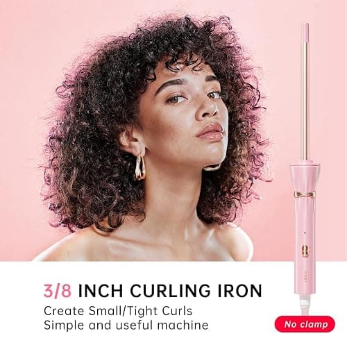Hahahope 3/8 Inch Skinny Curling Iron & Wand, 9mm Mini Barrel for Short & Long Hair, Dual Voltage with 2 Heat Settings, Fast Heat Ceramic Curler thumbnail 2