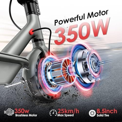 Monopattino Elettrico Adulto, Pneumatici da 8,5"/10'', Velocità Fino a 25 Km/h, 25/35/38/48Km di Autonomia, Carico massimo 120 kg, Monopattino Elettrico con Sistema di Controllo di Doppia frenata thumbnail 3