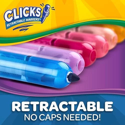 Crayola Clicks Retractable Markers - Bold (10ct), No Dry Washable Markers for Kids, Click Markers for School, Must Have Coloring Supplies, Gifts thumbnail 3