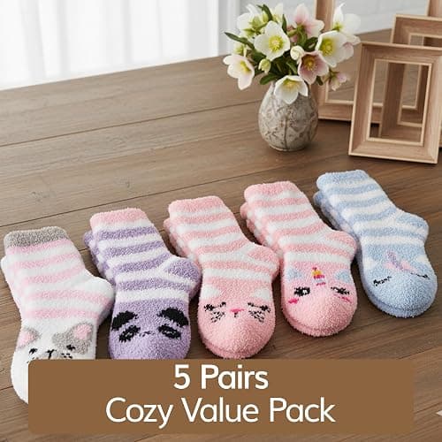 WaySoft Fluffy Fuzzy Socks for Women & Teen Girls - 4 to 5 Pairs Bulk Pack - 2023 Holiday Collection - Cozy Warm Fleece Socks thumbnail 5