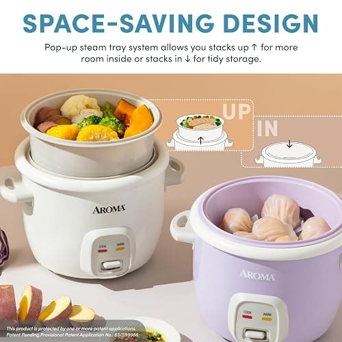 AROMA® CoreCoat Rice Cooker with Pop-Up Food Steaming Basket (4 Cups Cooked, 2 Cups Uncooked) thumbnail 4
