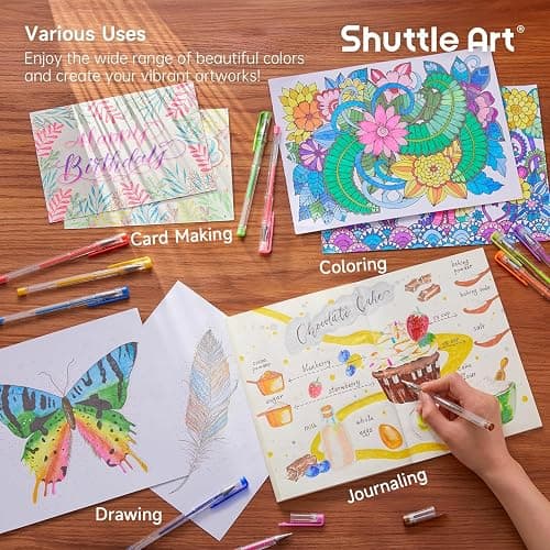 Shuttle Art 240 Pack Glitter Gel Pens, 120 Colors Glitter Gel Pen Set with 120 Refills for Adult Coloring Books Craft Doodling thumbnail 6
