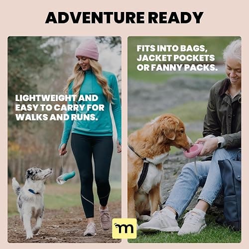 MalsiPree On the Go Dog Water Bottle - 12 oz Pink, Leak-Proof | 12oz leak-proof bottle & built-in bowl - one-hand use - Use for dog travel, hiking, park & beach days thumbnail 7