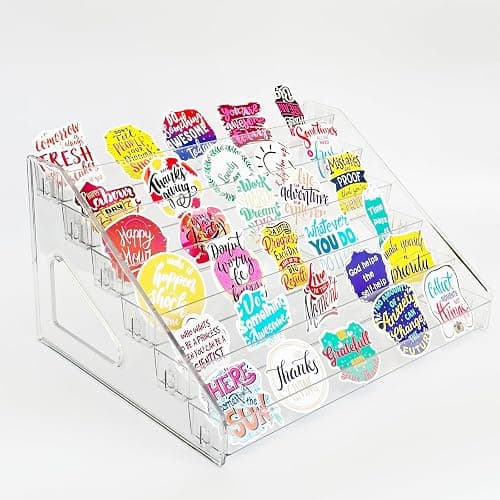 Sticker Display Stand, 7-Tier Acrylic Card Display Risers for Vendors | Clear Acrylic Sticker Holder Rack for Craft Shows, Markets, Greeting Cards, Postcards, Cookies and Collectibles - Image 1
