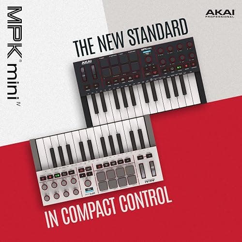Akai Professional MPK Mini IV USB-C MIDI Keyboard Controller for Beginners and Producers - MPC Drum Pads, 360° Knobs, Pitch and Mod Wheels, Production Software, Native Instruments Sound Package, Black thumbnail 14