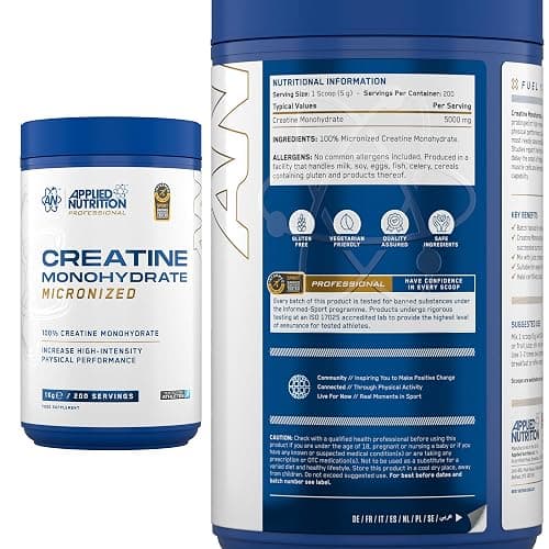 Applied Nutrition Creatine Monohydrate Powder 1Kg – 100% Micronized Creatine – 5g per Serving – Unflavoured – Supports High-Intensity Performance – 200 Servings thumbnail 5