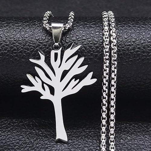 DCNREJGZ Stainless Steel Tree Pendant Necklace Chain, Punk Rock Style thumbnail 5