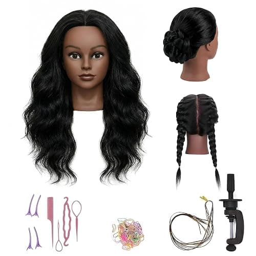 16 Inch 100% Real Human Hair Mannequin Head, Manikin Head with Hair | Hair Mannequin Head for Kids Braiding Cosmetology Hairstyle Practice - Image 1