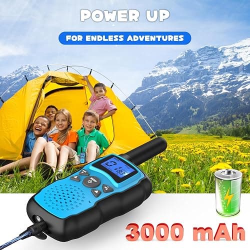 Wishouse Walkie Talkies Rechargeable for Kids Adults Long Range,Xmas Birthday Gift for Boys Girls 3 4 5 6 7 8 9 10 Year Old,Hiking Camping Gear Games Ideas Toys with Flashlight,VOX,Easy to Use 4 Pack thumbnail 2