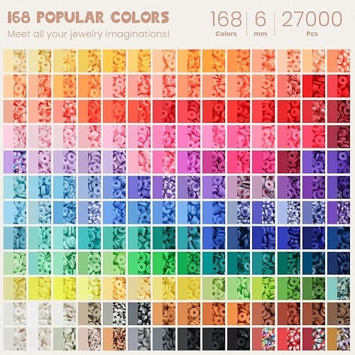 Gionlion 30,000 Pcs Clay Beads Bracelet Making Kit, 168 Colors 8 Boxes Flat Preppy Beads for Friendship Bracelets, Jewelry Kit with Pendant Charms Elastic String Crafts Gift for Kids 6+ thumbnail 2