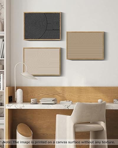 Drsoum Mid-Century Modern Framed Wall Art Minimalist Abstract Boho Neutral Line Wall Decor Geometric Artwork Kitchen Dining Room 11x14in Natural Framed thumbnail 5