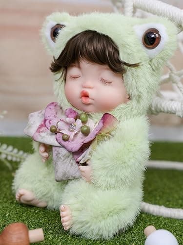 Reborn Baby Doll 10 Inch – Realistic Vinyl Sleeping Girl in Soft Green Frog Outfit – Comfort Doll Gift for Girls & Collectors thumbnail 8