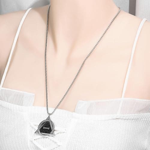 Medsor Therian Necklace Silver Plated Stainless Steel Therian Pride Symbol Necklace Therian Pendant for Men Gift thumbnail 2
