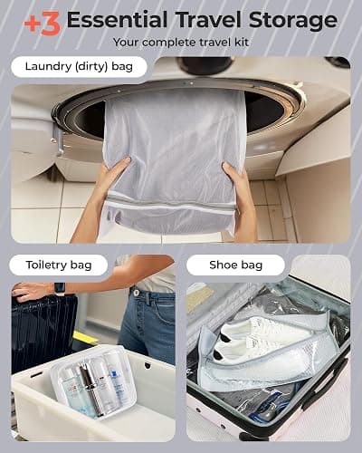 BAGSMART Travel Vacuum Bags with Rechargeable Electric Pump, 12PC Kit | Heavy-duty PA+PE material, Bonus Shoe, Laundry & Toiletry Bags, Save 80% Space Ideal for suitcase packing, travel & home. thumbnail 6