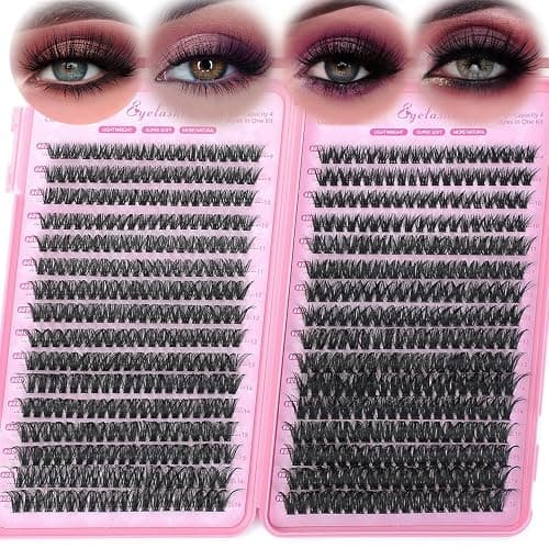 Manga Lash Clusters, 640 Pcs Eyelash Clusters Individual Lash Extension Kit D Curl Fluffy Wispy False Eyelashes Extensions Thin Band (60D+80D) - Image 1