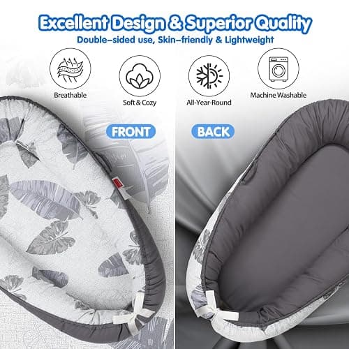 BUTOA Baby Lounger - Breathable & Soft Baby Nest, Portable and Lightweight Tummy Time Lounger for Home and Travel, Ideal Newborn Babies Essentials Baby Shower Gifts thumbnail 4
