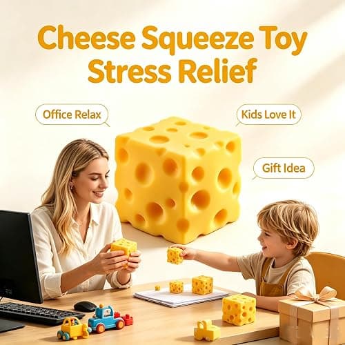 Cheese Squishy Stress Relief Toy, Jumbo Squishy Cheese Sensory Fidget for Adults, Big Cheese Squishy Slow Rising Squishies, Giant Cheese Squishy Squeeze Toy for Anxiety, Popular Squishies Stocking thumbnail 3