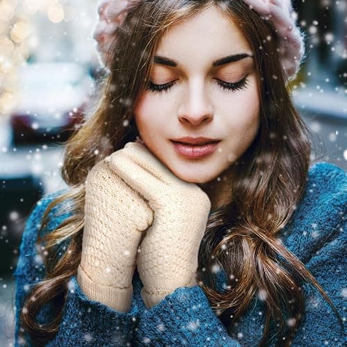 Trifabricy Womens Winter Gloves - Warm Soft Touchscreen Winter Gloves for Women, Elastic Cuff Knit Glove for cold weather thumbnail 2