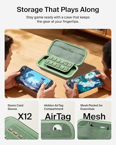 Belkin Nintendo Switch 2 Case, Travel Bag w/AirTag Holder & Storage Pocket for Up to 12 Game Cards - Portable, Lightweight Carrying Case w/Hard Shell, Soft Interior, Switch 2 Accessories - Sage thumbnail 2