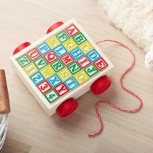 Melissa & Doug Classic ABC Wooden Block Cart Educational Toy with 30 1-Inch Solid Wood Blocks, Multicolor thumbnail 8