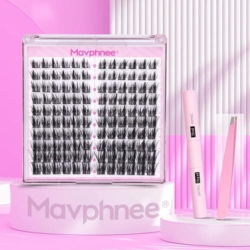 Natural Lash Clusters Kit Spiky Cluster Eyelash Extension Kit 120 Pcs CC-Curly Eyelash Clusters 10-16MM Wispy Individual Lashes Kit with Lash Bond and Seal and Eyelash Tweezers by Mavphnee thumbnail 9