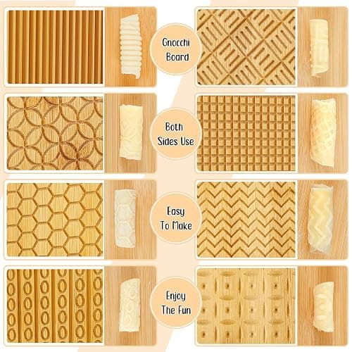 4 Pieces Wood Gnocchi Pasta Board Gnocchi Paddle Maker Garganelli Pasta Board Making Tools Set with Rolls Kitchen Gift Ideas thumbnail 5