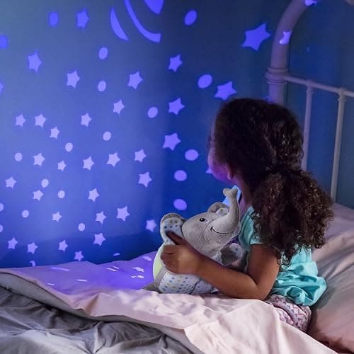 SwaddleMe Slumber Buddies Kuscheltuch (Grauer/Grüner Elefant) - Projektor-Nachtlicht für Kinder mit beruhigenden Liedern und Geräuschen - Slumber Buddy Eddie Elefant thumbnail 6
