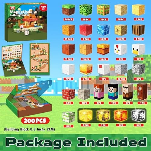 Annexfun 200PCS Magnetic Blocks with Light Up Blocks,Magnetic Building Blocks,Magnetic Cubes for Ages 3-10 STEM Sensory Educational Stacking Toys for Boys & Girls Birthday Gifts thumbnail 2