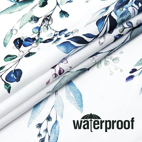 Gibelle Long Shower Curtain 72 x 78, Blue Floral Shower Curtain for Bathroom, Watercolor Plant Eucalyptus Leaves Fabric Shower Curtain Set thumbnail 5
