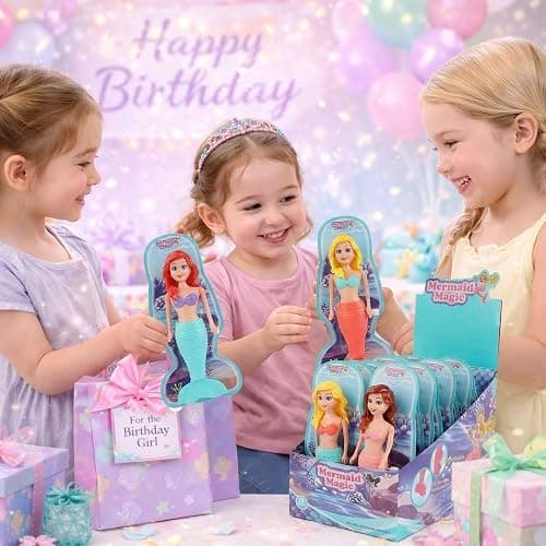 Mermaid Bath Toys for Toddlers Kids Girls - Princess Wind Up Tail Flap Floating Water Bathtub Toys, Swimming Pool Bathing Time Fun (4 Pack) thumbnail 6