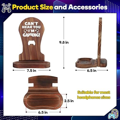 Slothoem-Gamer Gifts for Men Teenage Boy Christmas, Gamer Room Decor for Brother, Gaming Gifts for Son, Boyfriend, Husband, Gamer Room Accessories Stuff, Wooden Headset Stand - Can't Hear You I'm Gaming thumbnail 2