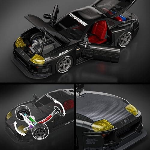 Mattel Brick Shop Hot Wheels '94 Toyota Supra MKIV Set de construcción | 824 piezas, detalles realistas, pegatinas, coche metálico a escala 1:64, coleccionistas adultos y niños 10+, JKG40 thumbnail 6