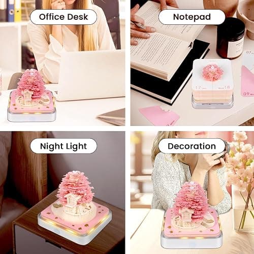 Time Piece Calendar 2026, Calendar Sakura Tree Creative 3D Notepad, Memo pad Artsy Pads 3D Art Calendar, Paper Carving Gift House Sculpture Gift for School Home Office thumbnail 6