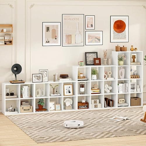 IFANNY Cube Bookcase, White Bookshelf with Storage, Wood Bookshelves & Bookcases, Toy Display Shelf, Freestanding Cube Storage Organizer, Book Shelf for Bedroom, Living Room, Study (4 Cubes) thumbnail 9