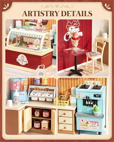 Rolife Super Creator DIY Miniature Plastic House Building Set Playset with LED, Suitable for Mini Figures Construction Toys Diorama Kit Gifts for Adults (Flavorful Ice Cream) thumbnail 3