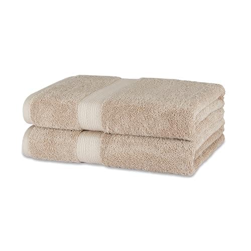 Amazon Basics Fade-Resistant 100% Cotton Bath Towel, 2 Pack, 30"x54", Taupe - Image 1