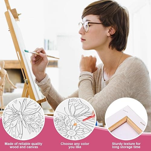 COCHIE 6 Pack 8x10 Inches Butterfly Flower Pre Drawn Canvas to Paint for Sip and Paint Party, Pre Printed Framed Canvases Set, Butterflies Pre Sketched Canvas for Painting for Adults Kids thumbnail 4