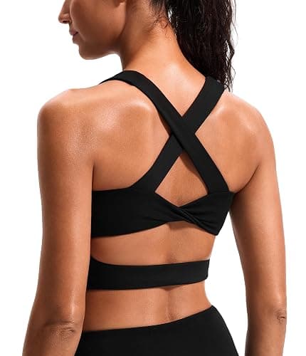 Sports Bras for Women Criss-Cross Back Padded Workout Tank Tops Medium Support Crop Tops for Women - Image 1