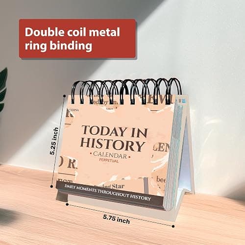 Today in History Perpetual Calendar | Daily World History Facts Desktop Calendar, This Day In Amazing History Trivia Facts & Achievements | History Buff Gift Page A Day Box Calendar with Historical Info For Every Day of The Year thumbnail 3